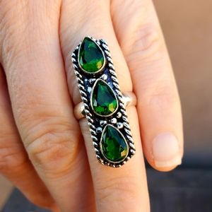 New Green Topaz 925 Silver Ring.